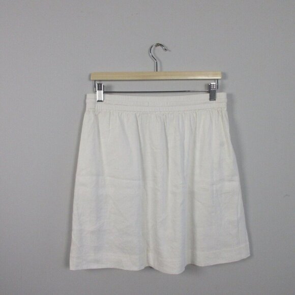 Ann Taylor Women's Mini Skirt Linen Blend Pleated Pull On Sports 4 White 192 - Picture 2 of 10
